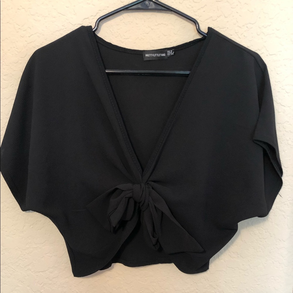 Black Tee Tie Crop Top